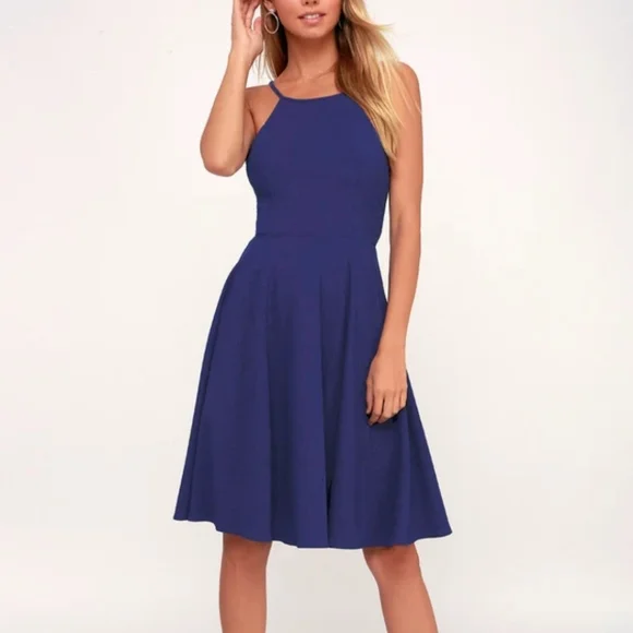 NWT- Irresistible Charm Royal Blue Midi Dress - Picture 3 of 8